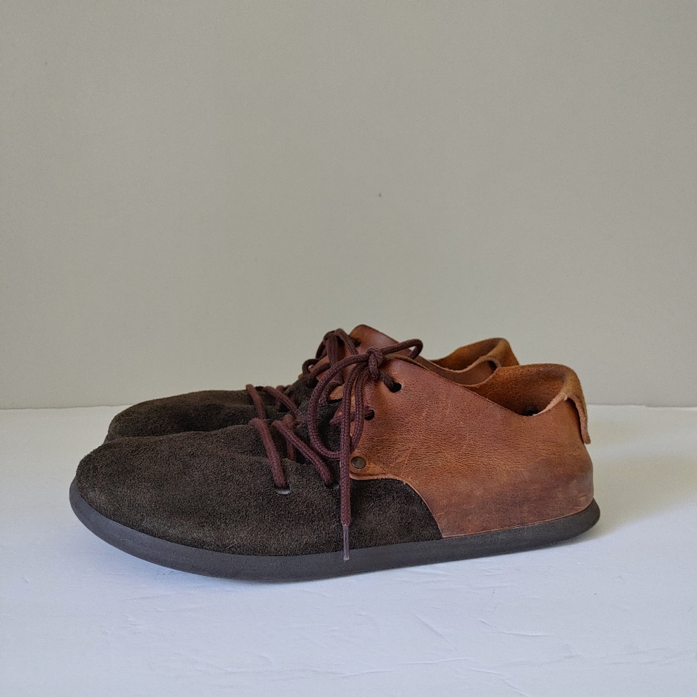 Birkenstock Montana Plus Suede Oiled Leather Shoes Size 9 9.5 Brown Two Tone - Picture 4 of 14